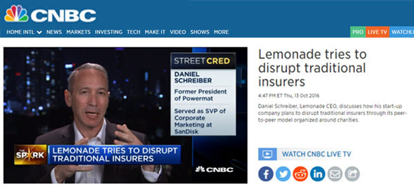 LEMONADE ON CNBC: Lemonade tries to disrupt traditional insurers